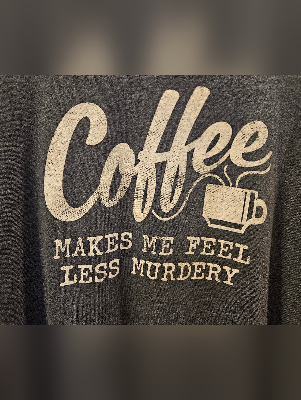 Coffee Graphic Tee in Heather Charcoal with Cream Print